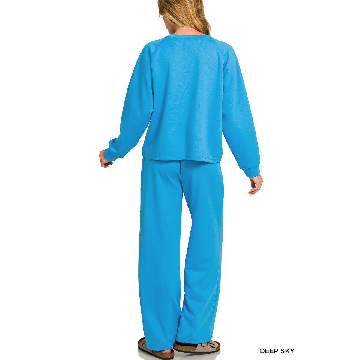 HiteJeans - Wholesale Lounge Set - Women's - Scuba crewneck pullover wide pants 2 pieces set1