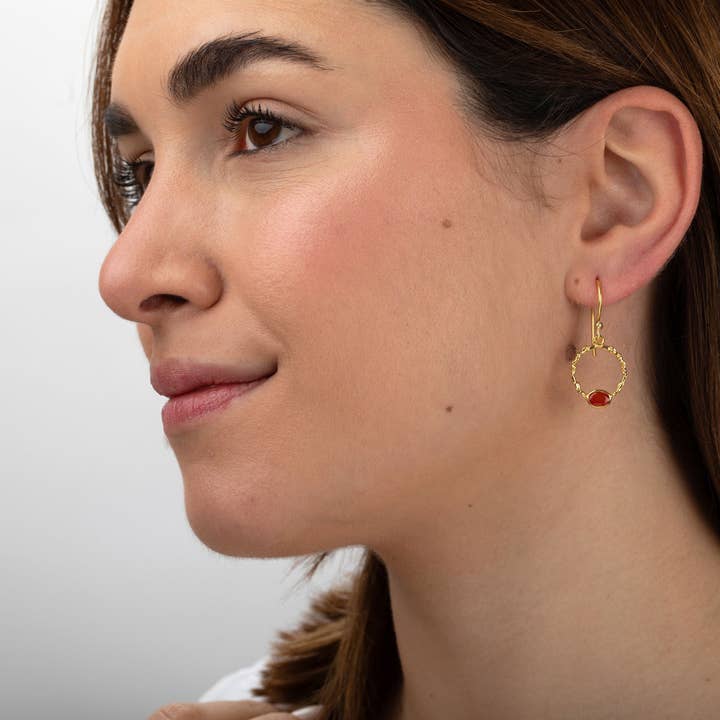 Plata y Minerales - Wholesale Dangle Earrings - Mineral Earrings - Circle 35mm - Gold Plated3