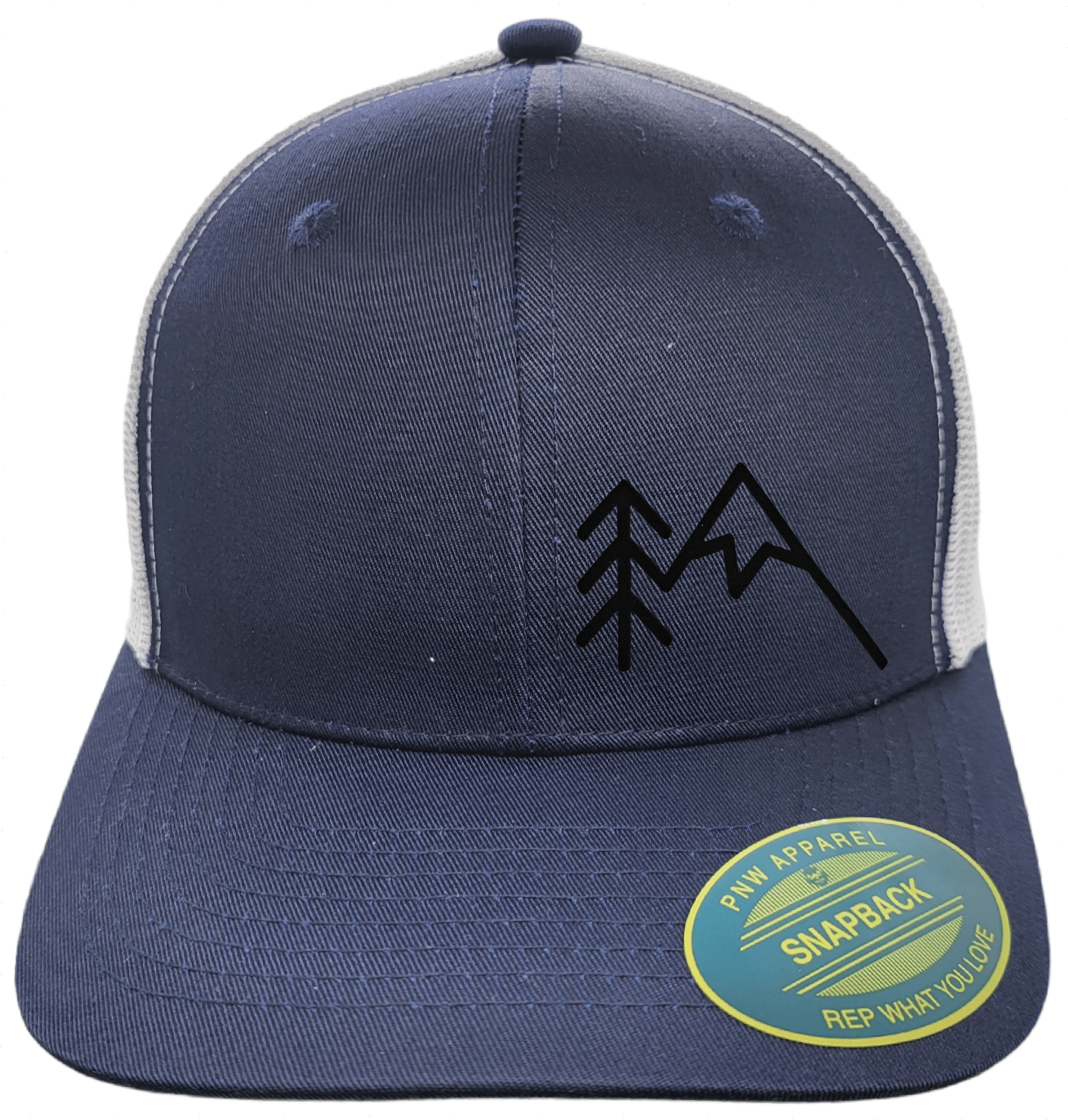 PNW Apparel - Wholesale Trucker Hat - Unisex - Mountains Trees Trucker Hat - Mesh Back Snapback Cap1