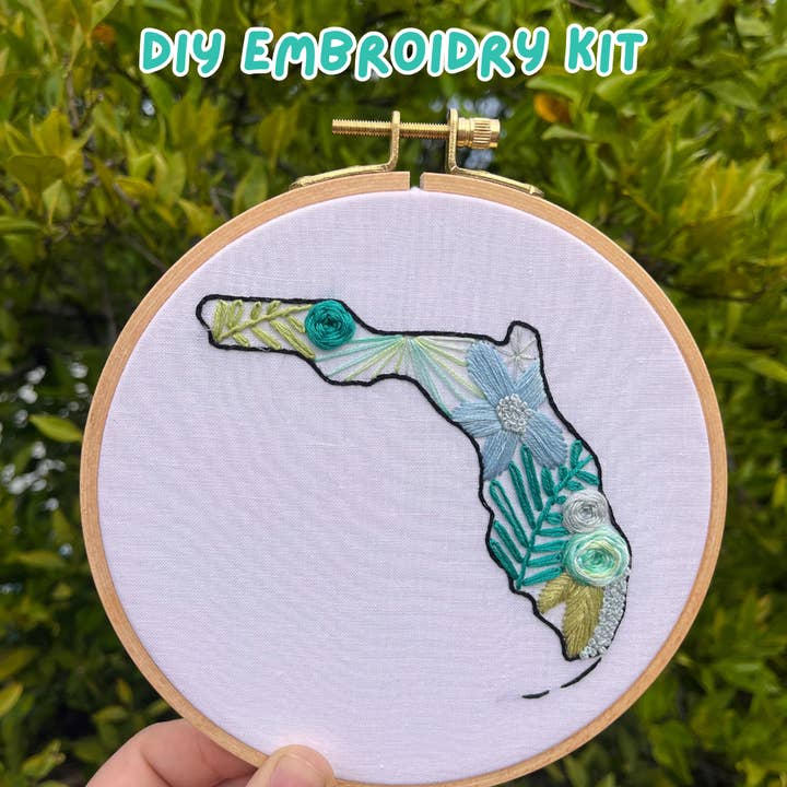 "Floral Florida" DIY embroidery kit for wholesale by Catie Unthreaded