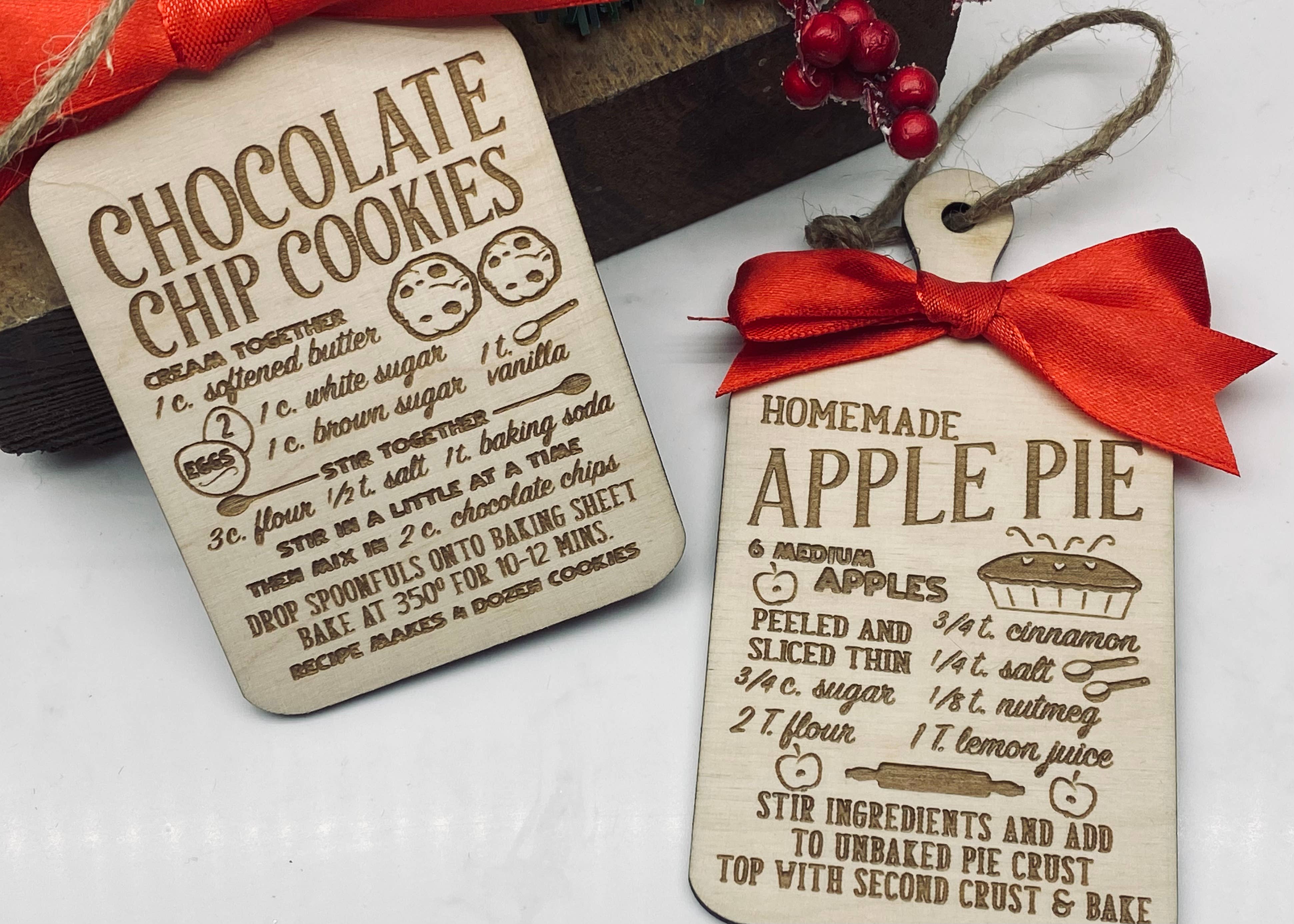 The Wooden Gift Co - Wholesale Ornament - American Style Recipe Board Tree Ornament - Chocolate Chip0