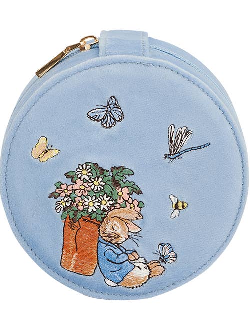 Fable x Peter Rabbit Blue Embroidered Circle Jewellery Box for wholesale by Fable England