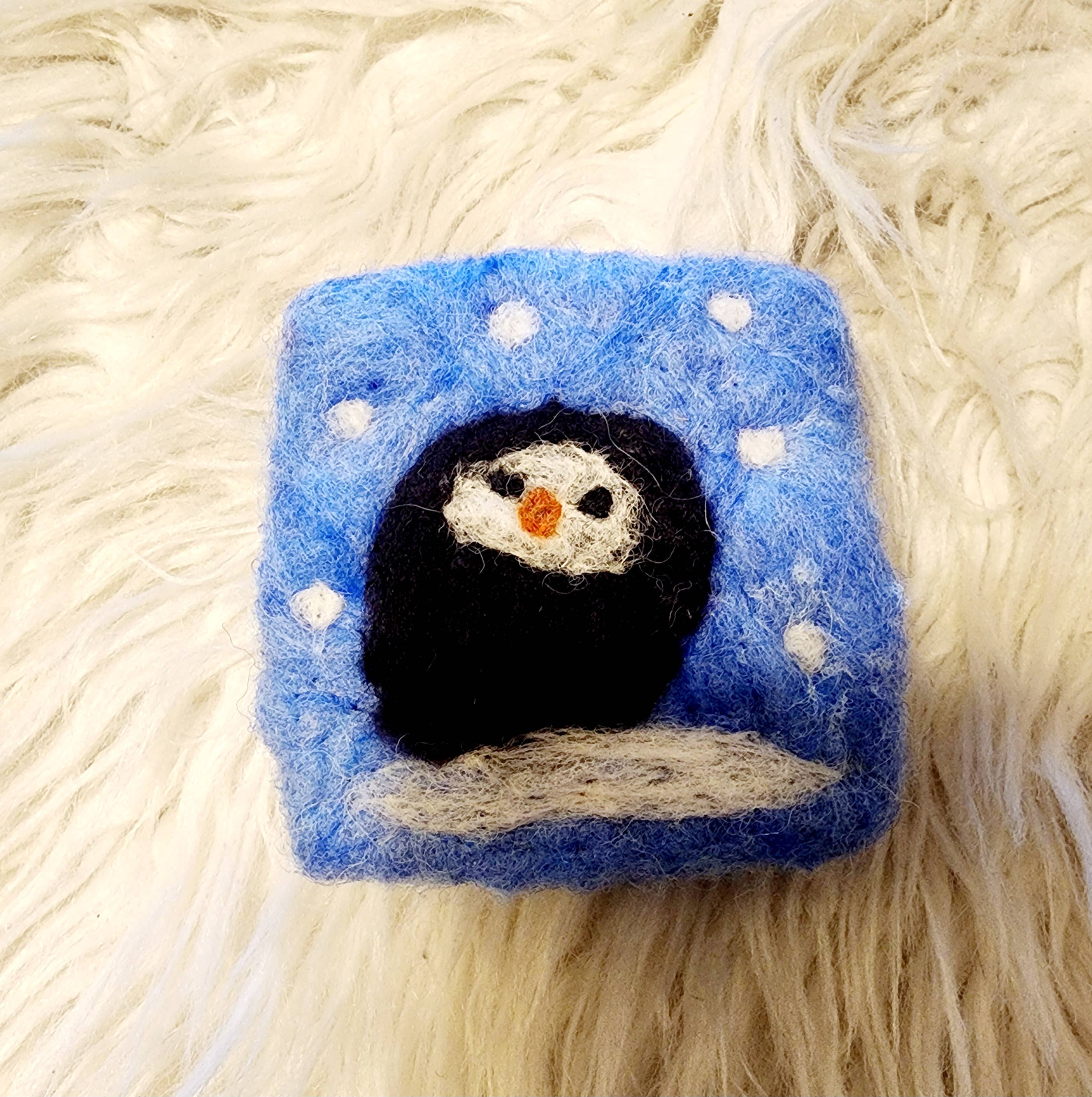 Coastal Felting - Vente Pains de savon - Savon feutré, motif pingouin0