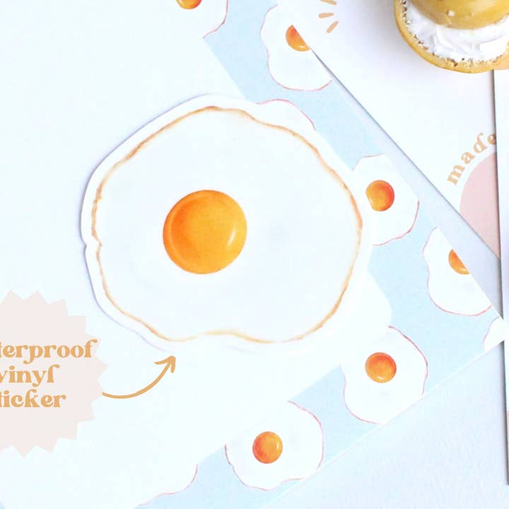 Fried Egg Vandtæt Vinyl Sticker for engroshandel hos The Magnet Maiden