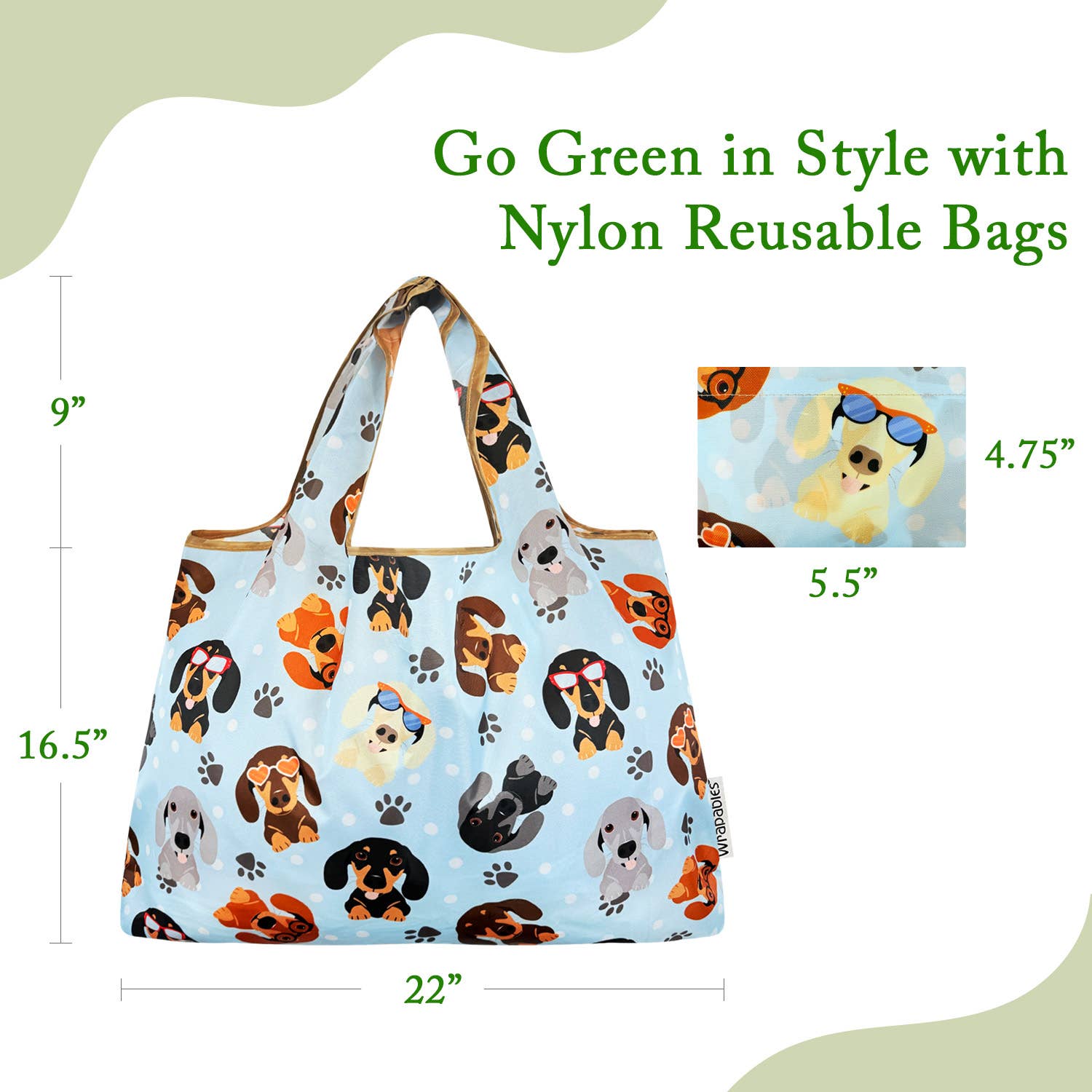 Wrapables.com - Vente Sacs de course/à provisions - Sac de courses réutilisable en nylon grand format Wrapables1