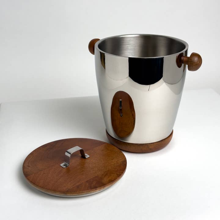 India Handicrafts Inc - Wholesale Ice Bucket - Polished Alum.&Wood Ice Bucket