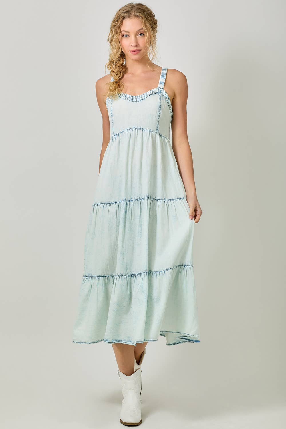 Mystree - Vente Robe – femme - Robe à plusieurs niveaux en tencel délavé 605851