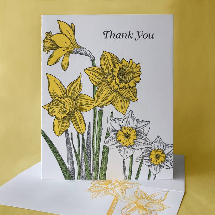 Painted Tongue Press - Wholesale Mother's Day Card - Daffodil Thank You, Mother's Day, and Blank Note Card