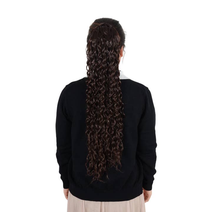 AK Brand - Wholesale Hair extensions - 22" Long Curly Black Drawstring Ponytail Extension for Women6
