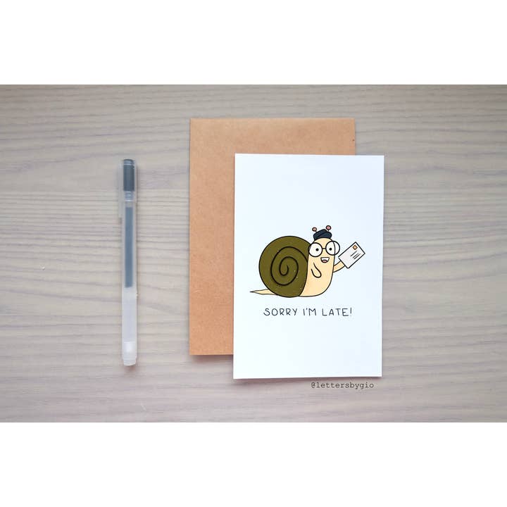 Sorry I’m Late Greeting Card for wholesale by Lettersbygio