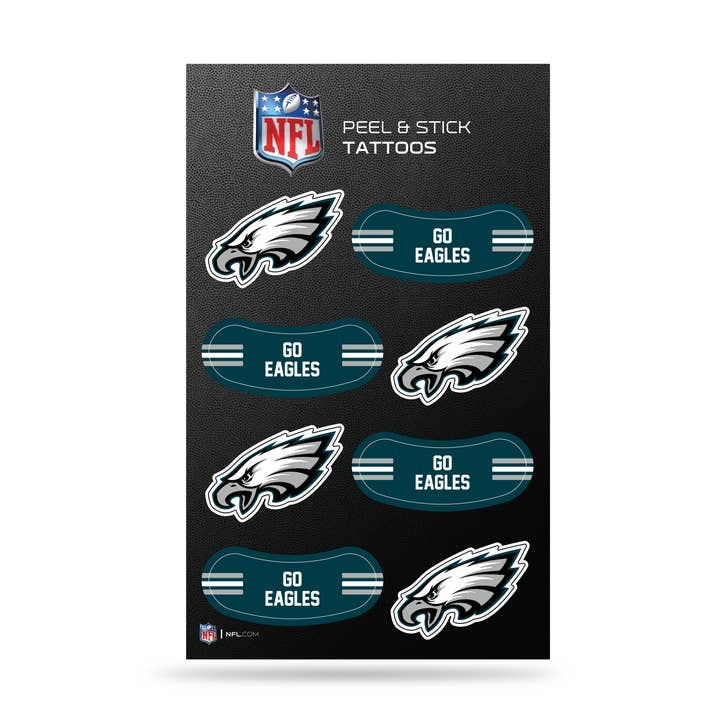 Philadelphia Eagles Peel & Stick Temporary Tattoos for wholesale by Rico Industries