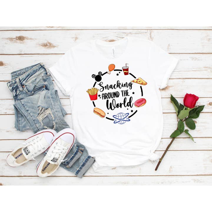 PrimestoreUS - Wholesale Screen Printed T-Shirt - Women's - Snacking Around The World Shirt, Birthday Shirts, Vacation Shirt, Snacks Shirt Shirt, Snack Tank, Epcot Drinking Shirt, Vacation Gift Shirt