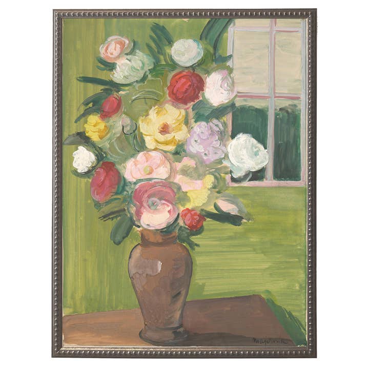 Framed vintage floral oil painting reproduction D for wholesale by Antique Curiosities Inc