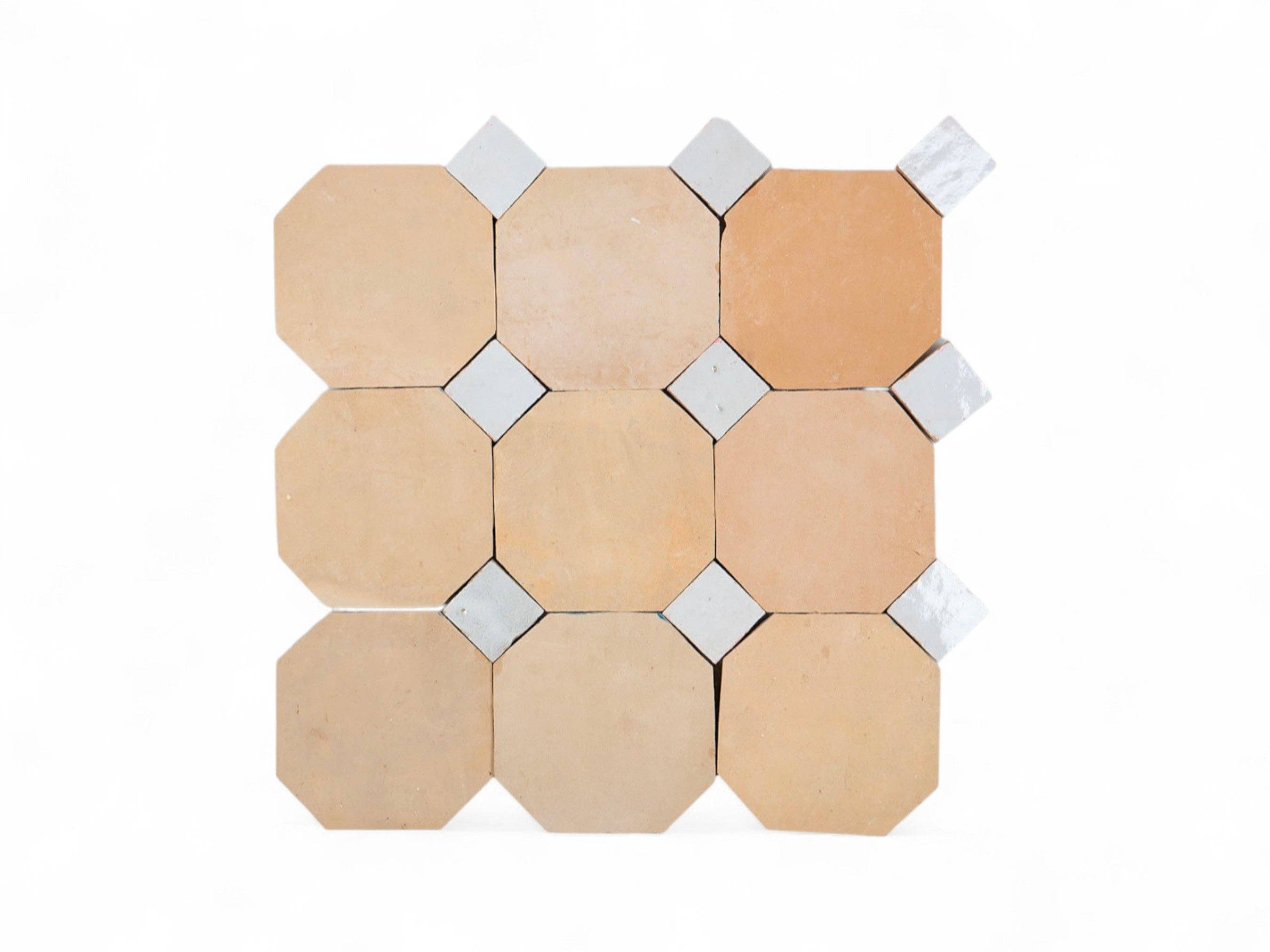 Moroccantastics - Wholesale Wall Tile - Handcrafted Natural & White Moroccan Zellige Tiles – Octagon & Bouchon Patterns