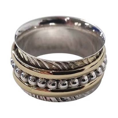 DUAL PLAIN & BALL SPINNER RG SILVER/GOLD for wholesale by Fabienne