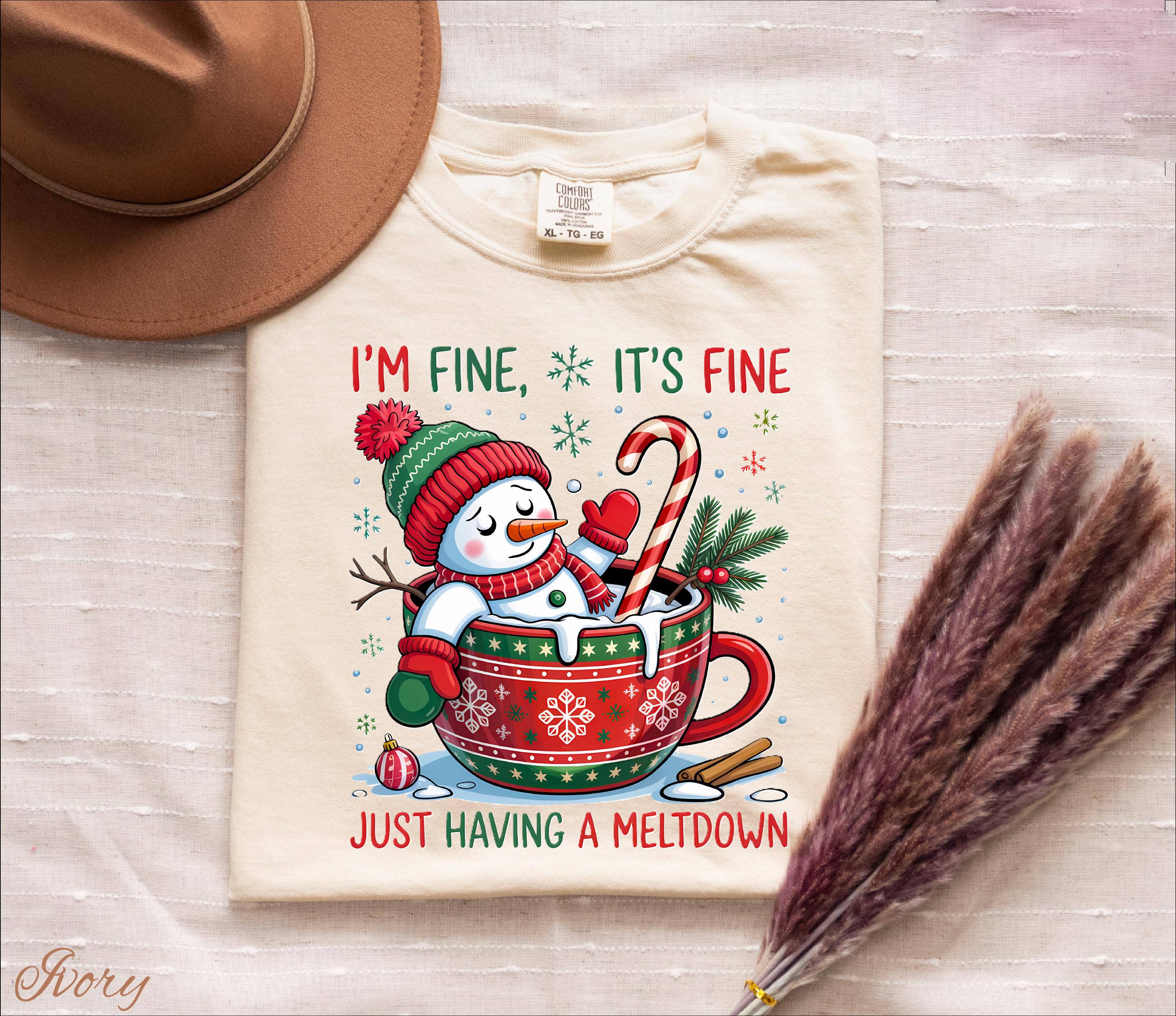 Glaime - Wholesale T-Shirt (Graphic) - Women's - Comfort Colors I'm Fine It's Fine Just Having A Meltdown Tee0