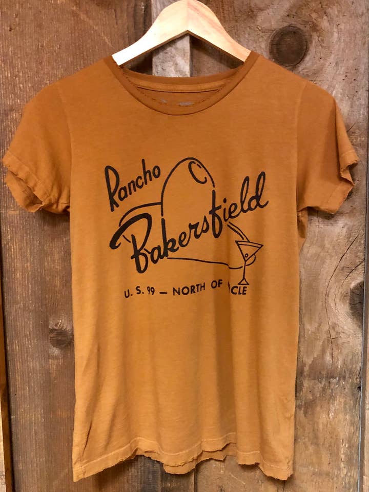 Rancho Bakersfield Womens Tee Cognac/Blk for wholesale by Bandit Brand