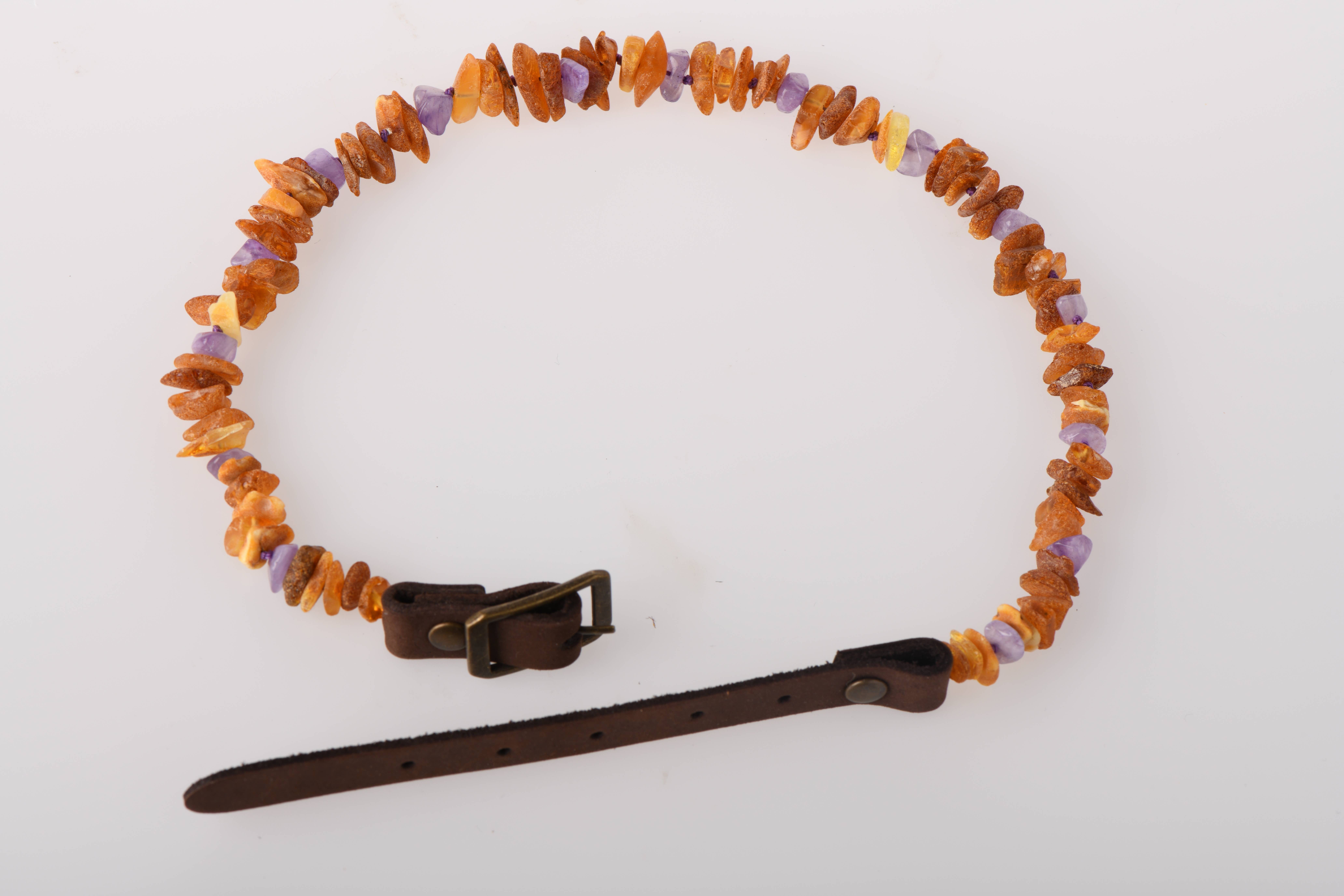 The Natural Amber – coleira - Gato e cão por atacado – Golas Amber, Prateado e Gemstone para animais de estimação com bracelete em couro P1