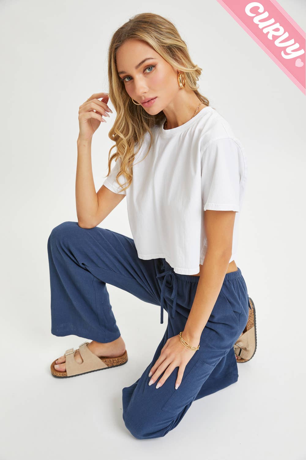 Sweet Lovely by Jen - Wholesale Pants - Women's - PLUS SIZE LINEN- BLEND PULL-ON-PANTS32