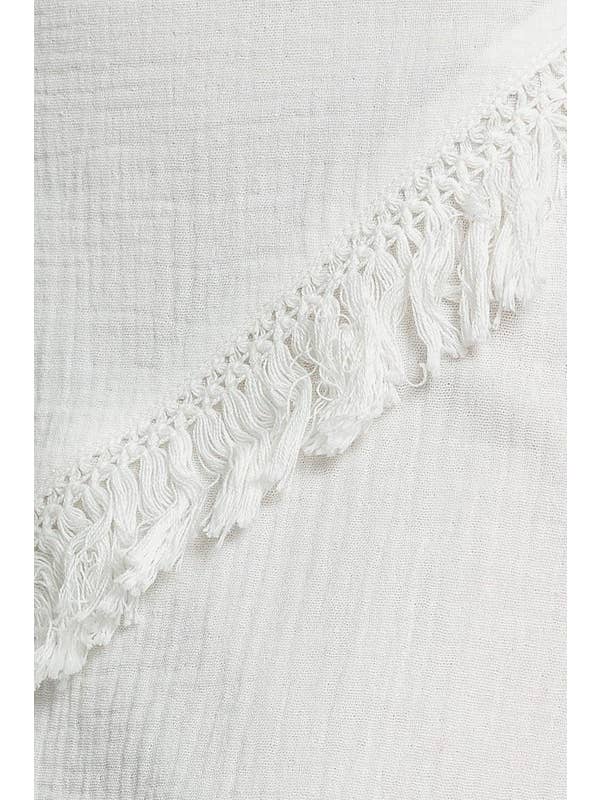 White LOW WAIST FRINGE TRIMMED MAXI SKIRT for wholesale on Faire