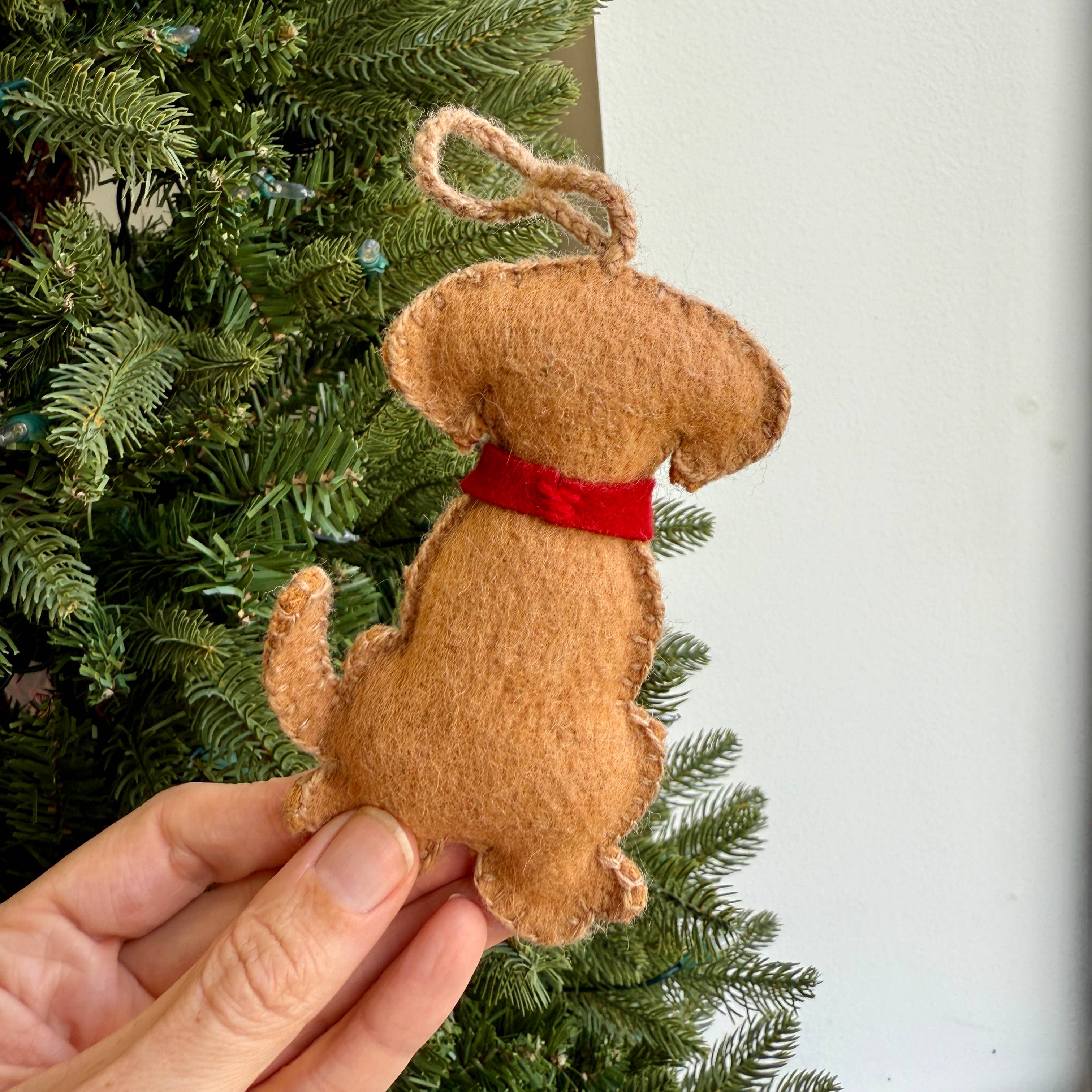 Ornaments 4 Orphans – wholesale Ornament – Dog with Bandana Embroidered Wool Ornament1