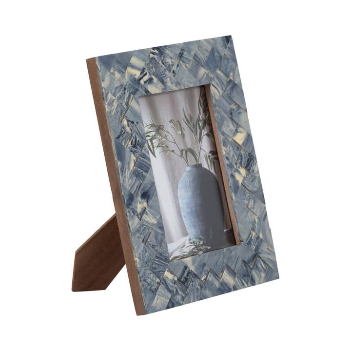 Sagebrook Home - Wholesale Picture Frame - Photo Frame - Blue/Ivory Resin Woven, 4x6 in.6