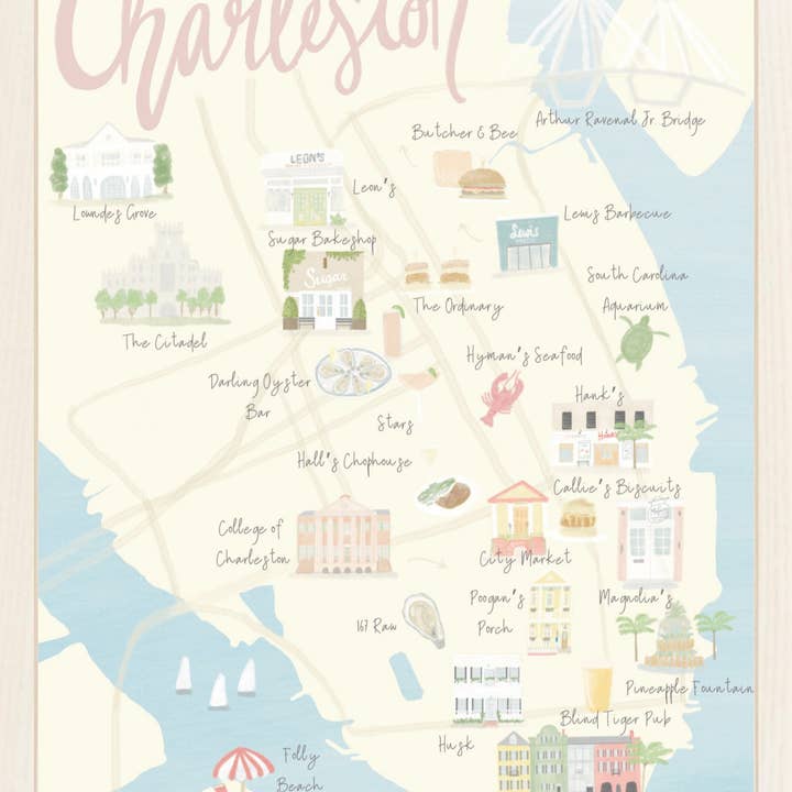Palm Prints - Wholesale Art Print - Charleston, South Carolina Map Print