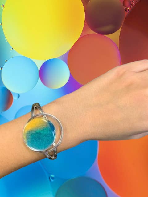 Modern Silver Resin Circle Cuff Bracelet for wholesale by Ciao Bella Jewelry Inc