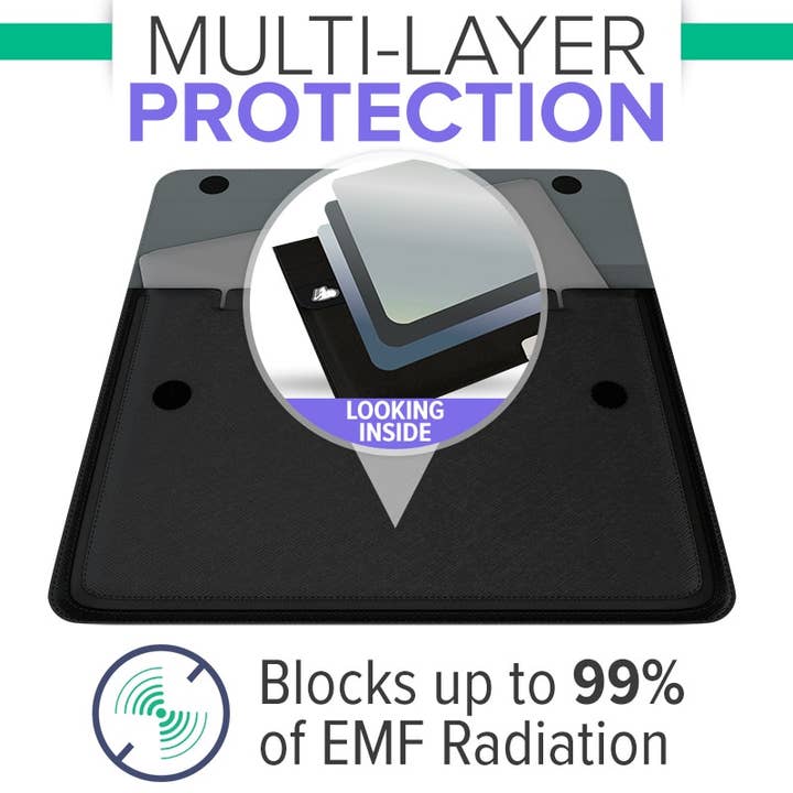 Charcoal Black Laptop EMF Radiation Protection + Safety Sleeve for wholesale on Faire