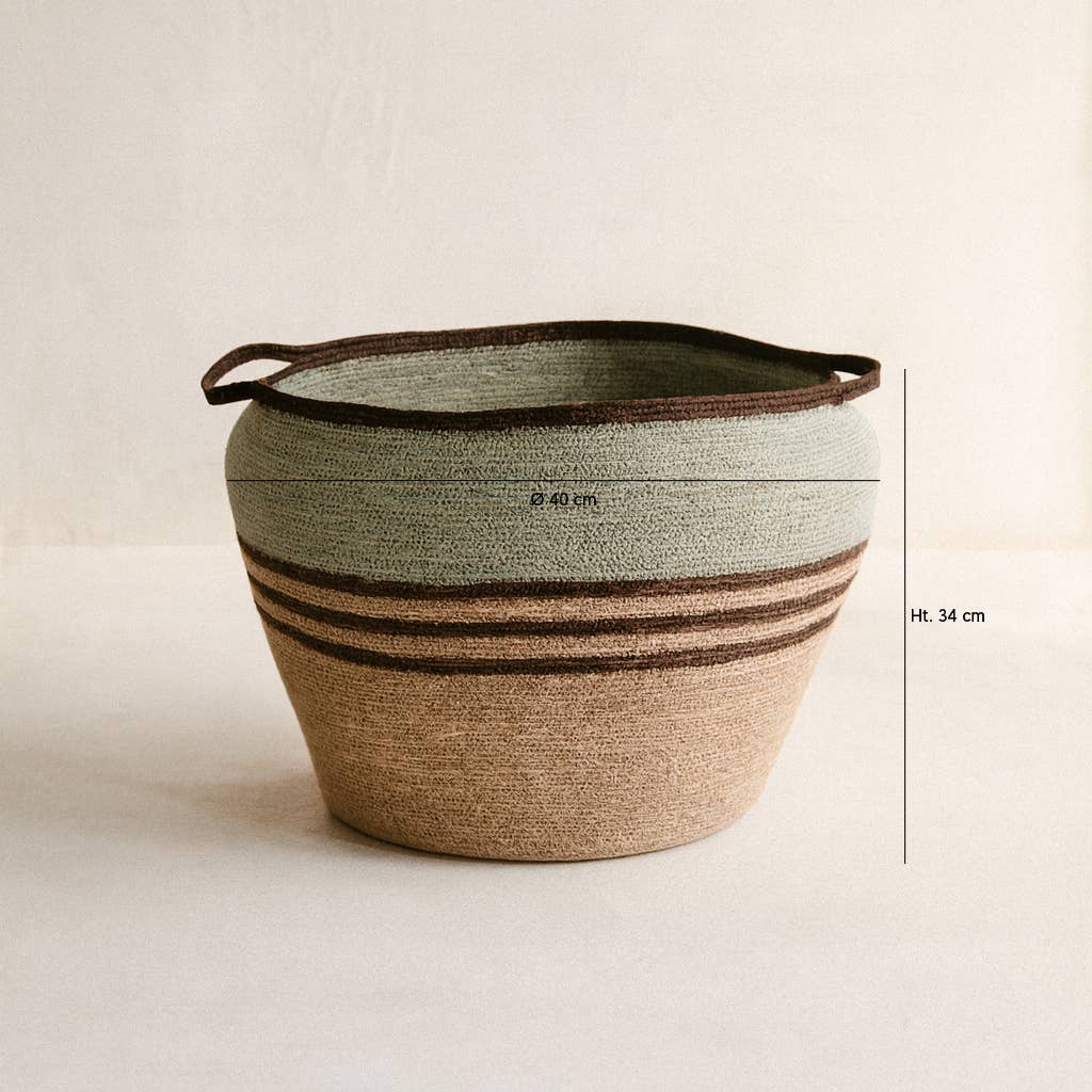 Now's Home – Großhandel Korb – Now's Home Chobie handgewebter Seegras-Korb, 40 x 40 cm, celadongrün4