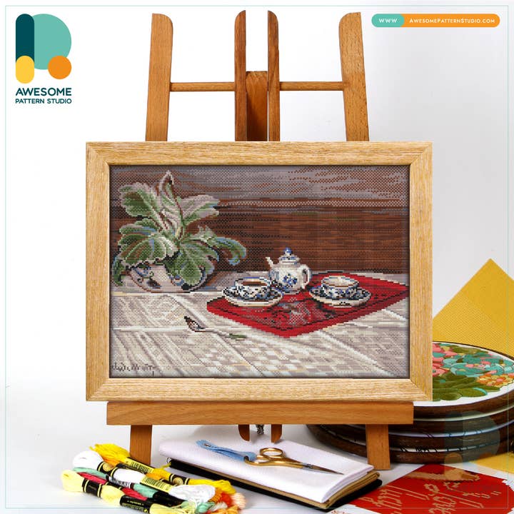 The Tea Set Claude Monet CS2956, Counted Cross Stitch Kit for wholesale by Awesome Pattern Studio