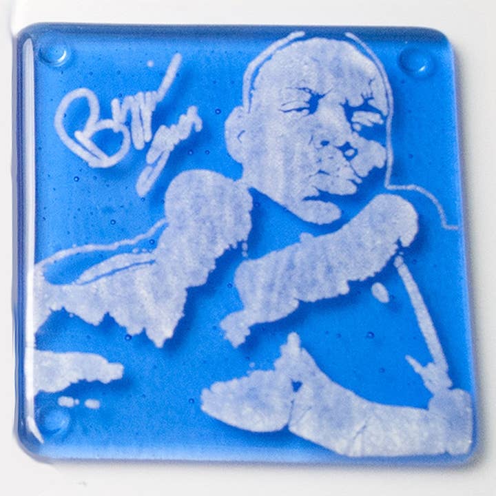 Biggie Smalls Fused Glass 4" Single Coaster for wholesale by Kiku Handmade | Contemporary Fused Glass Home Goods