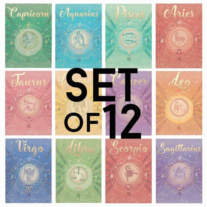 Conjunto de cartas Zodiac Juniper Trail - 24 cartas por atacado de Potluck Press