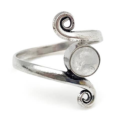 Tanvi Collection Ring - Silver with Rose Quartz for wholesale by Anju Jewelry