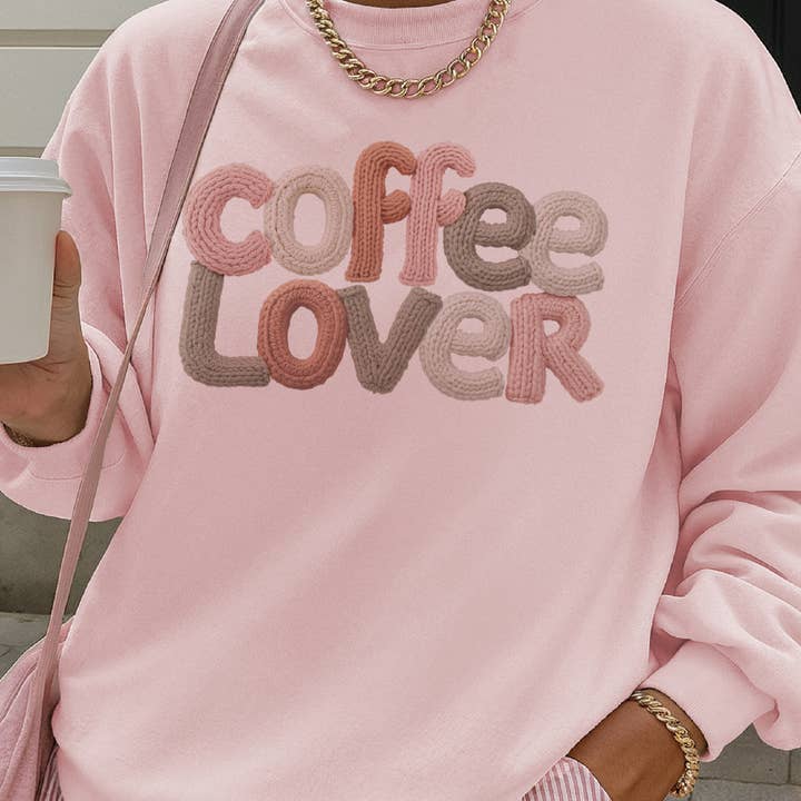 Coffee Lover Knit Yarn Print Cafe Retro Graphic Sweatshirt for wholesale by Par.tees by Party On!