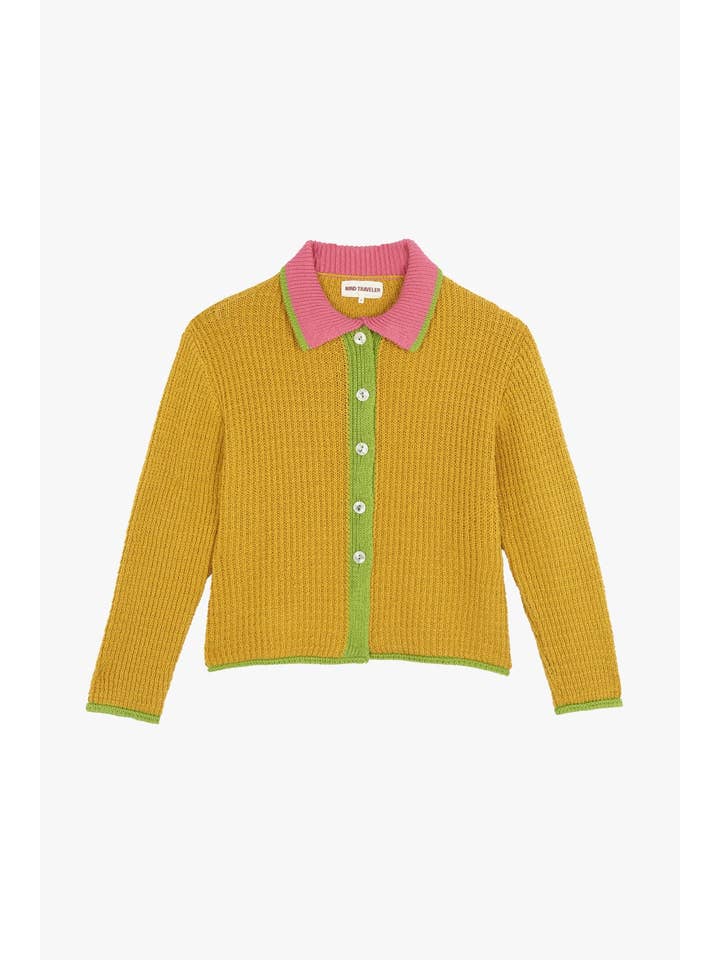 MindTraveler - Wholesale Cardigan - Women's - Tina Mustard Cotton Cardigan