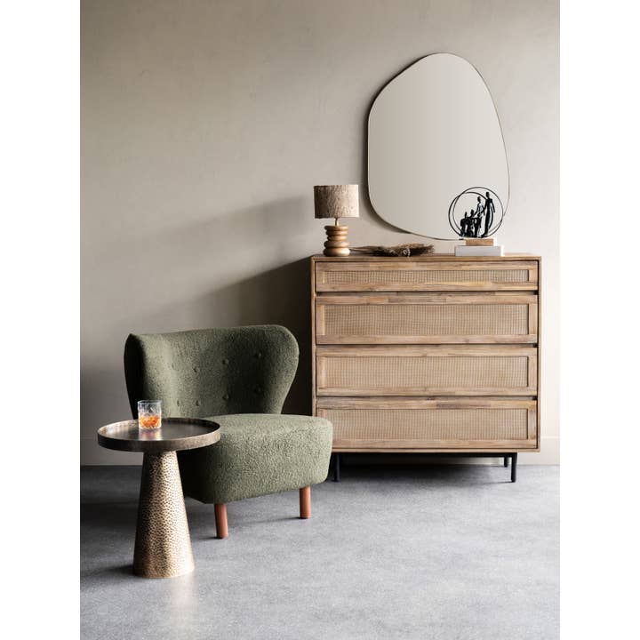 Natural Leon Solid Wood Table Lamp with Silk Jute Shade SmallBrass and Agate Lamp Base - (Not available in USA) for wholesale on Faire5