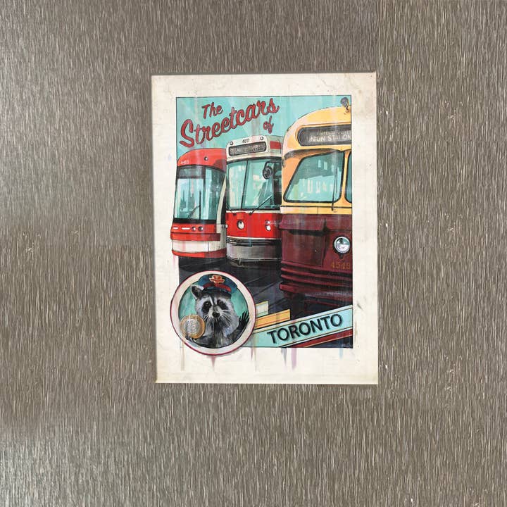 Totally Toronto Art/Sassy City Studio - Wholesale Magnet - Streetcars of Toronto Fridge Magnet TTC Streetcar Souvenirs