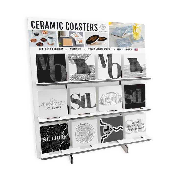 Minimalist B&W Missouri St. Louis Sq|POP Square Coasters for wholesale by Love Local