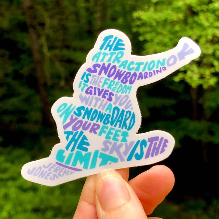 Hand-Lettered Snowboarder Inspirational Sticker for wholesale by Wander On Words