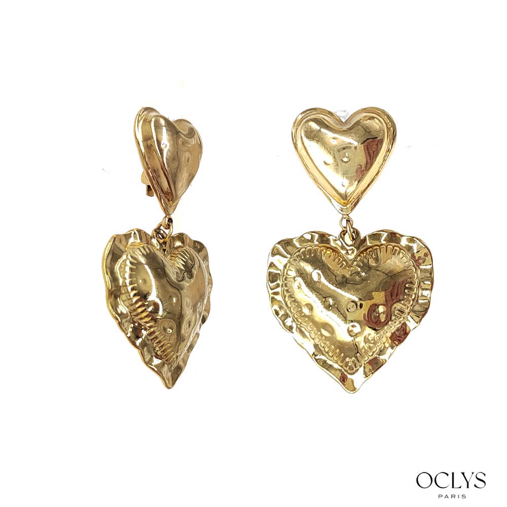 Oclys - Wholesale Clip-On Earrings - Pietra stainless steel heart clip-on earrings0