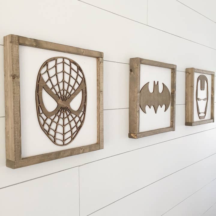 Nail and Hook Laser Cut Home Decor - Wholesale Sign - Superhero Wall Art | 11x11 inch Wood Sign43