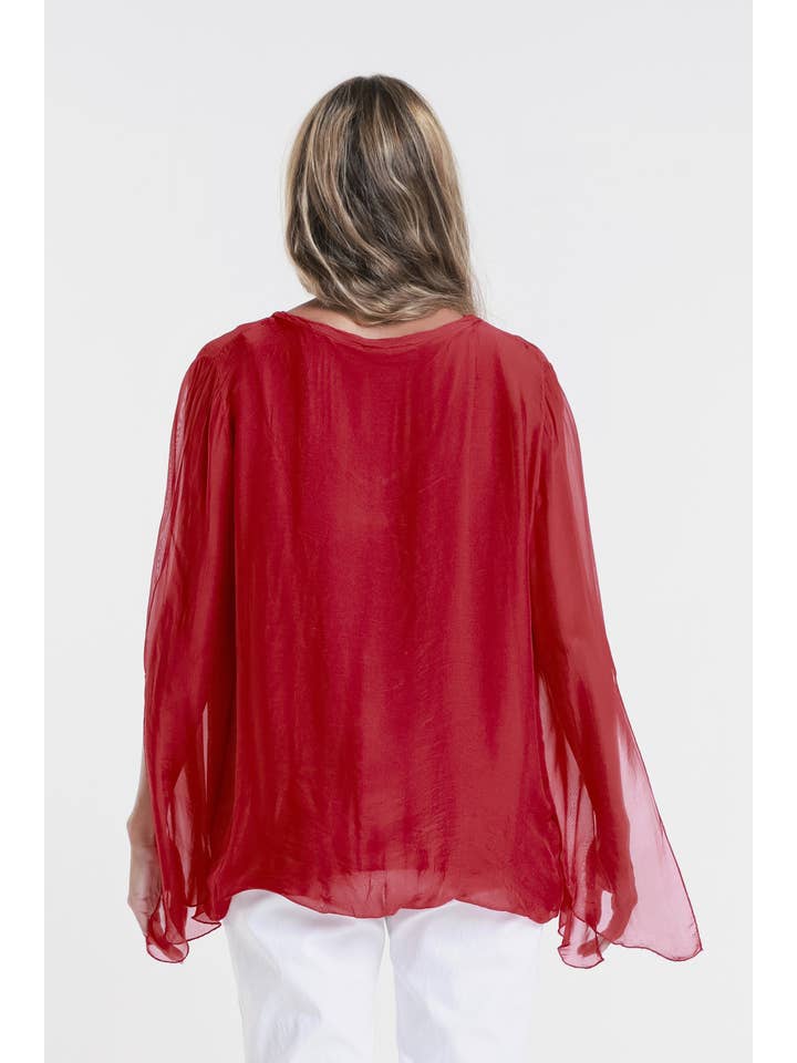 TINA Stephens Italy/Tees By Tina - Wholesale Blouse - Women's - Tiffany Silk Butterfly Bottom Open Wrist (BLS218)29