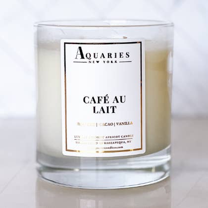 Bougie à l'espresso, au cacao et à la vanille, noix de coco et crème d'abricot pour la vente par AQUARIES