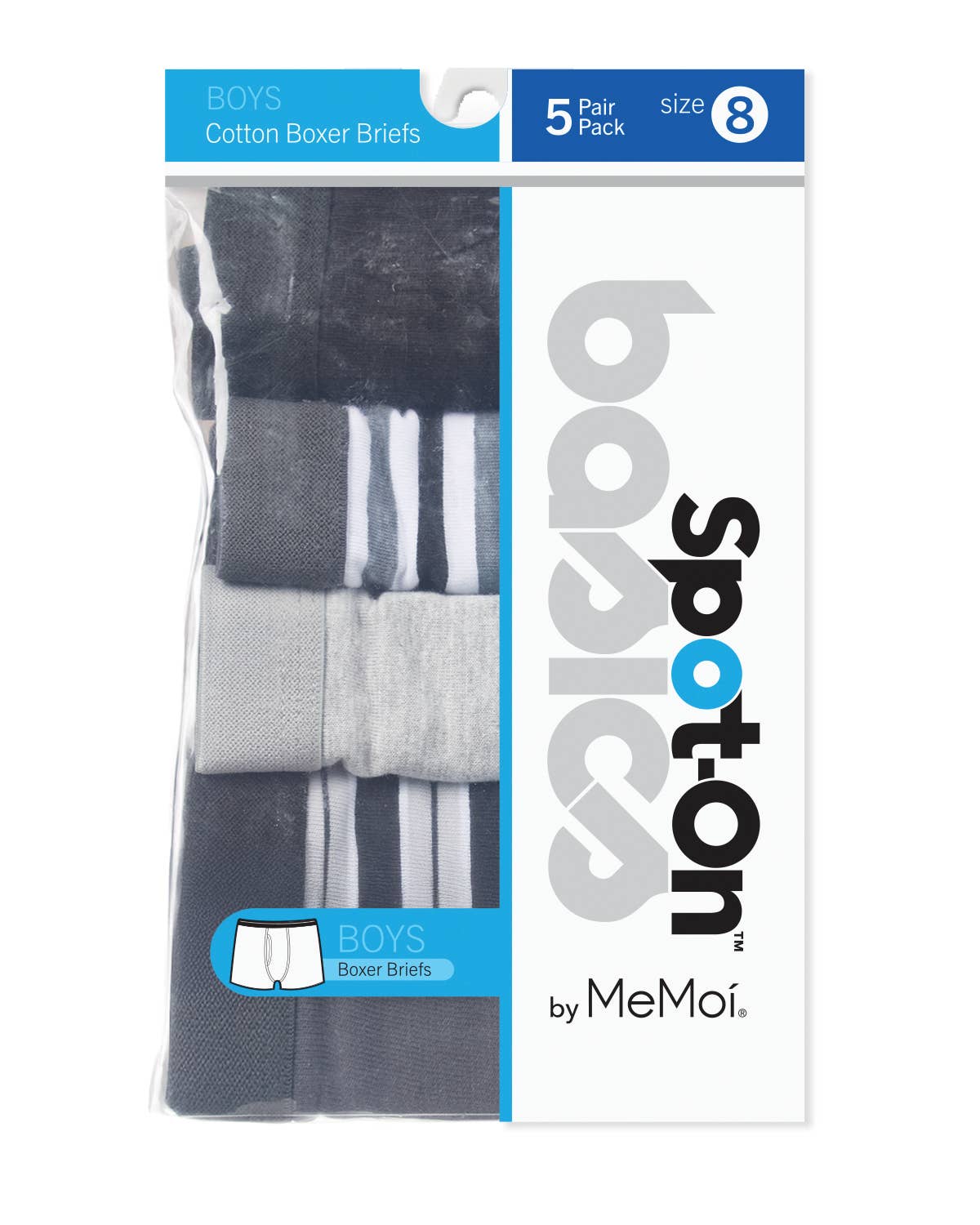 Gray Multi Solids & Stripes 5PR Pack Boys Boxer Briefs for wholesale on Faire1