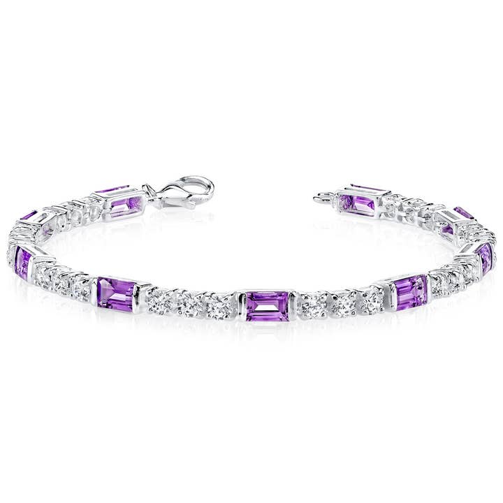 Peliani - Wholesale Tennis Bracelet - Amethyst Bracelet Sterling Silver Baguette 4.25cts