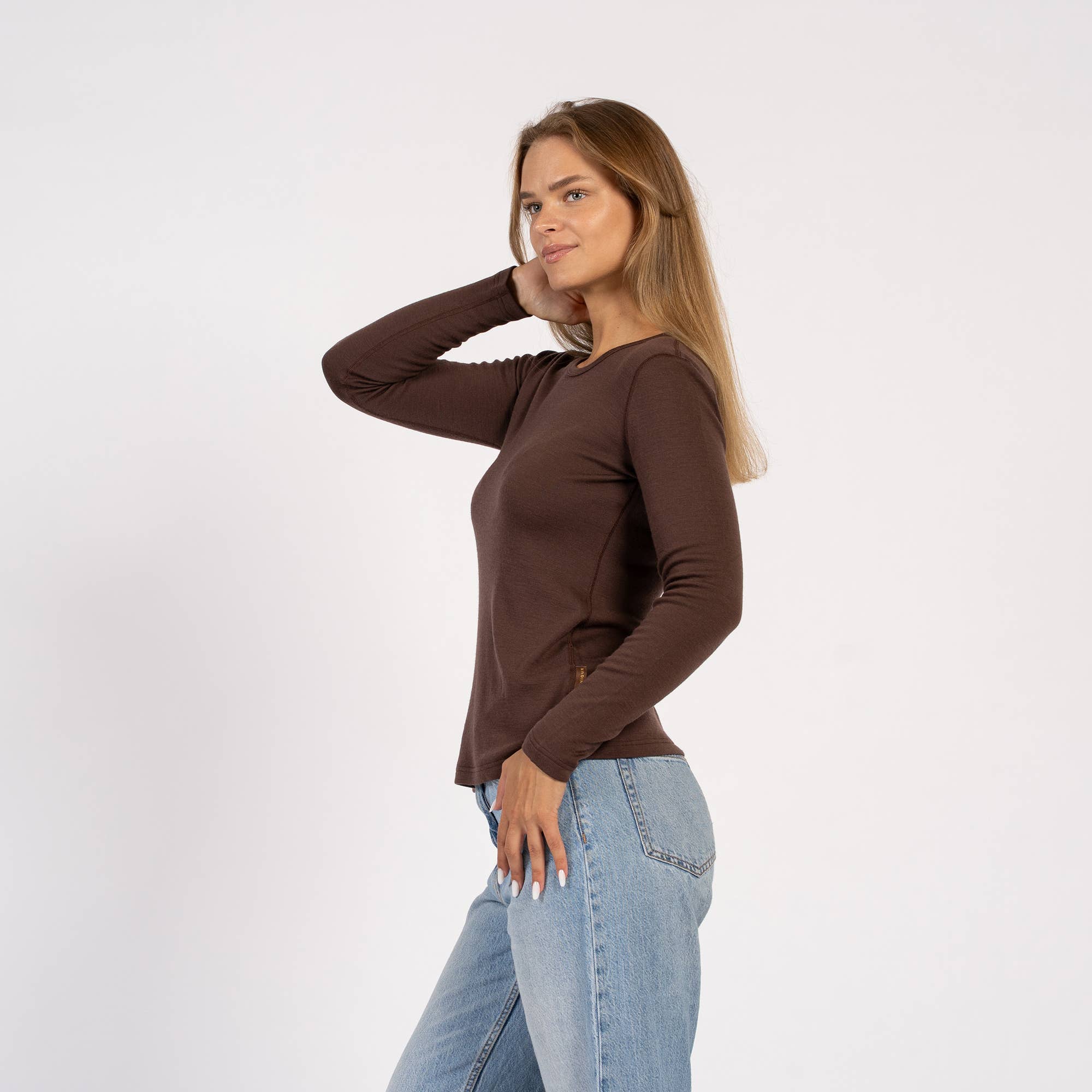 menique - Wholesale Athletic Top - Women's - Women's Midweight Merino Thermal Long Sleeve Tee Dark Green11