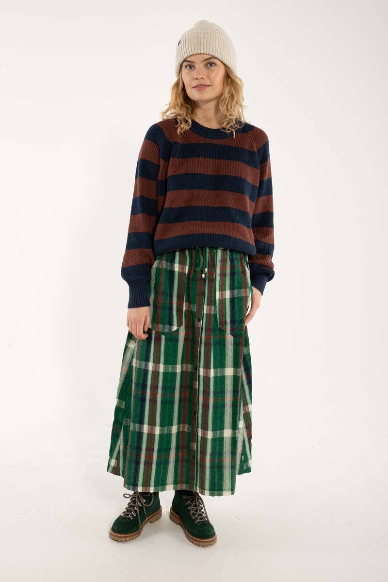 Danefae København - Wholesale Skirt - Women's - Danevisit Seersucker Skirt Dk Pine CHECK3