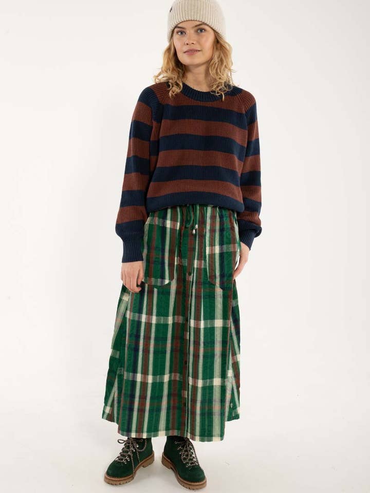 Danefae København - Wholesale Skirt - Women's - Danevisit Seersucker Skirt Dk Pine CHECK3
