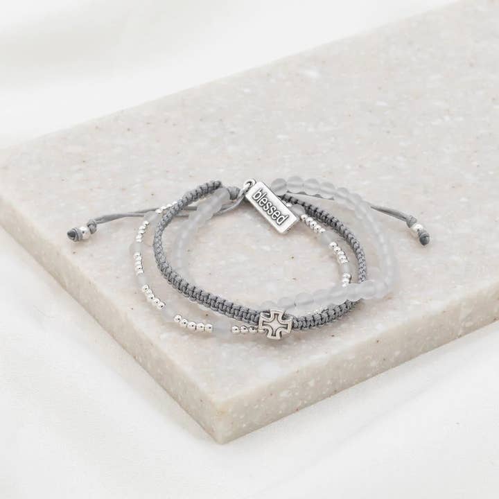 Be Still Prayer Bracelet - Frosted Quartz for wholesale by My Saint My Hero